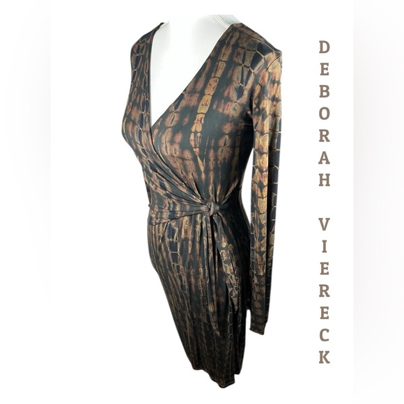 Deborah Viereck | Black and Brown Watercolor Waist Tie Dress - Picture 2 of 7